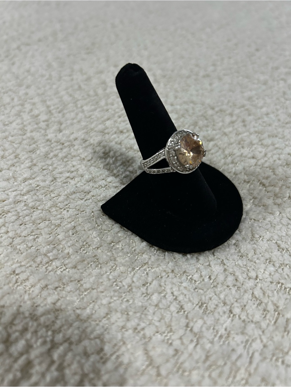 Champagne Stone Halo Split-Shank Ring